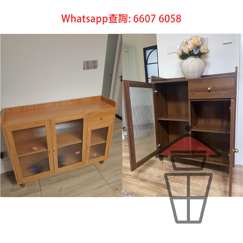 CB116 木系簡約古風 餐邊櫃 四門款 Classic Wood Cabinet E0實木生態板 長虹玻璃 - Image 11