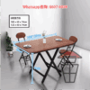DT16-A 雙摺方形餐枱 正方形枱黑架+黑木紋 2-Fold Rectangular/Square Dinning Table - Image 8