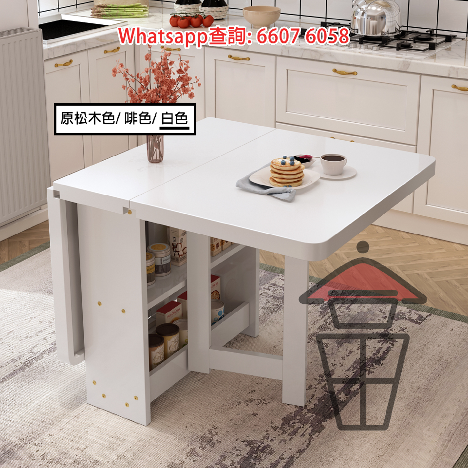 DT26 能屈能伸 實木 三折多功能餐枱 3-Fold Dinning Table (Pine Wood) - Image 7