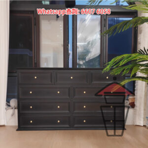 CB12 實木 法式復古木系半身斗櫃 [黑色] Classic Chest of Drawers (Solid Wood)