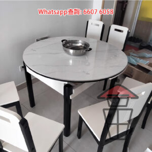 DT27 [灰石] 岩板餐桌飯枱 可圓可方 可大可小 Sintered Stone Dinning Table