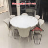 DT43 微晶石 白色 大理石紋餐桌/飯枱 Marble Pattern Dinning Table 桌面可方可圓 實木框架 可追加同系椅子 - Image 4