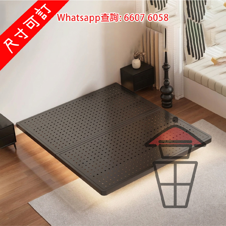 BD150 [A 淨床架] 碳素鋼 金屬懸浮床架 Metal Floating Bed Frame 鋪滿床板 9立柱 (4x4cm) [尺寸可訂]