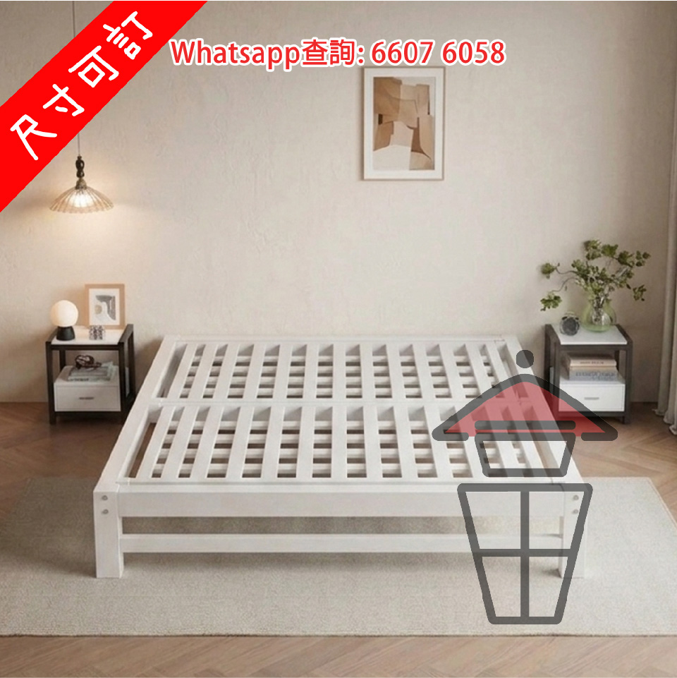 BD151 [白色] 單層 四腳金屬平頭床架 Metal Frame Bed 雙層骨架12條龍骨 可加追加棕墊 [尺寸可訂]