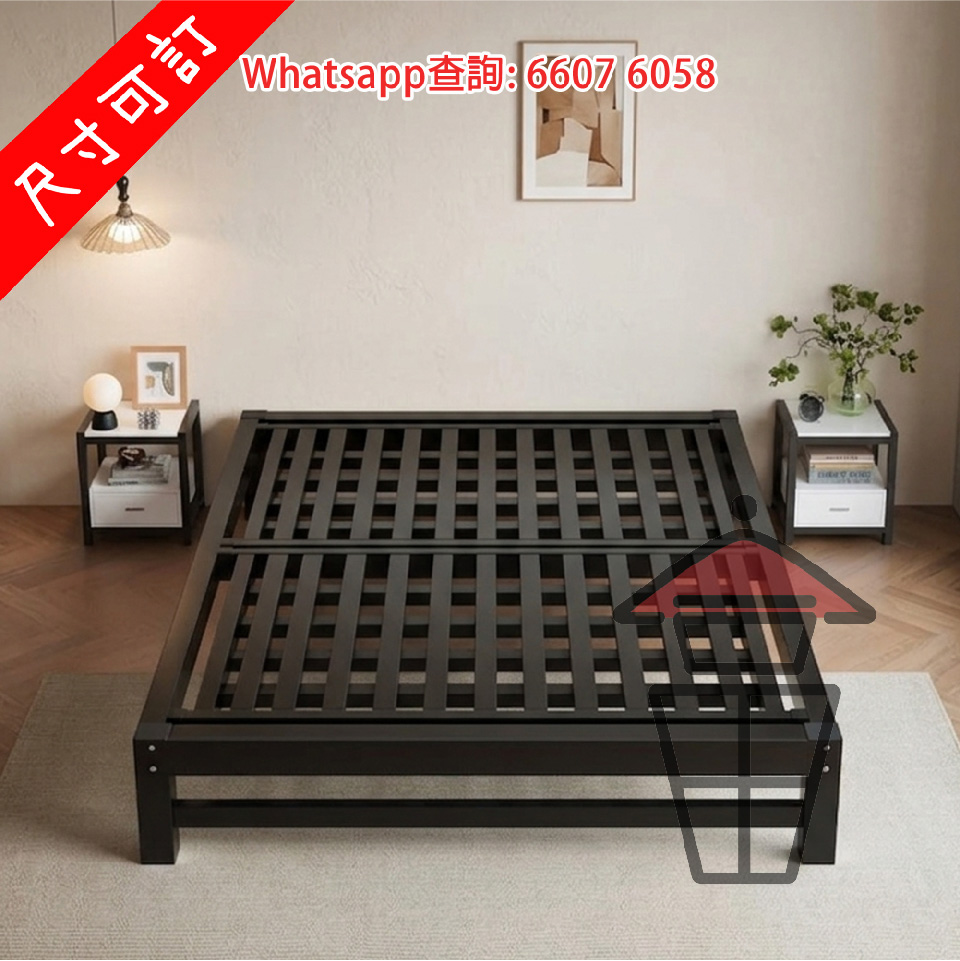 BD151 [黑色] 單層 四腳金屬平頭床架 Metal Frame Bed 雙層骨架12條龍骨 可加追加棕墊 [尺寸可訂]