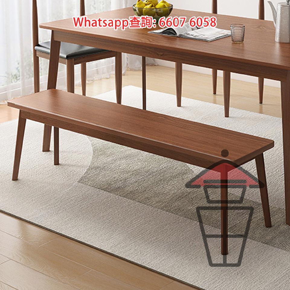 CH48-A (深胡桃色‎) 木系長櫈/餐椅/木板椅 Wooden Long Bench Chair 支架實木